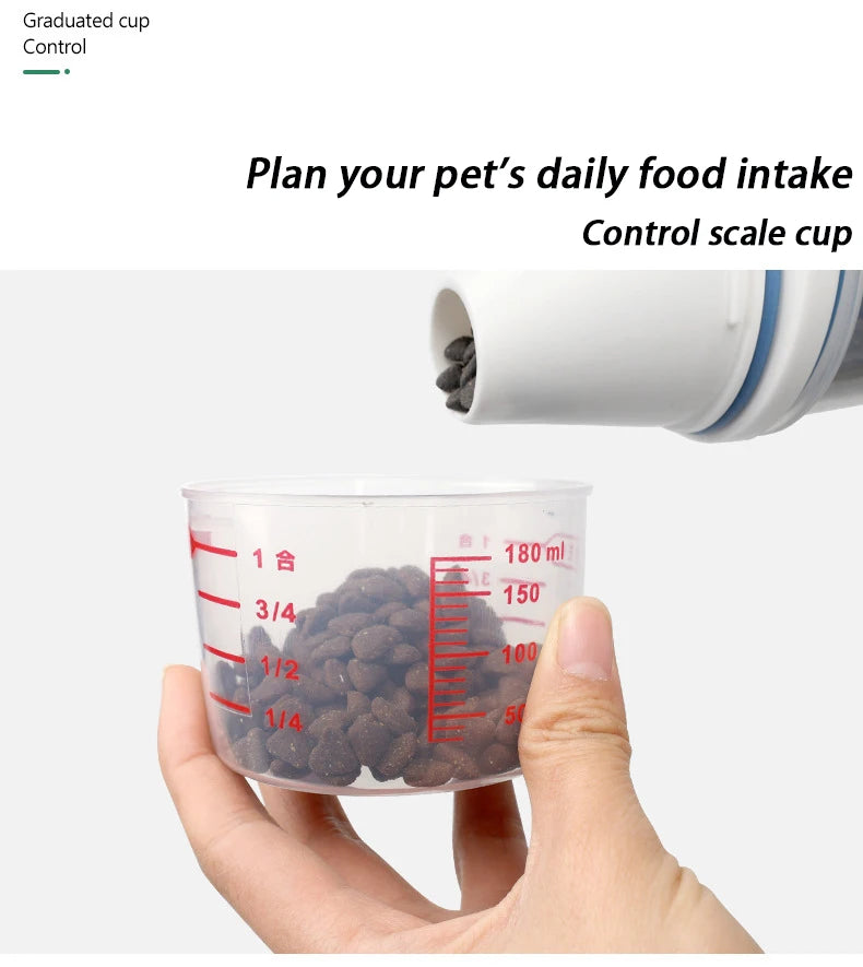 1.5L/2L Dog Cat Food Pail Plastic Storage Tank with Measuring Cup Container Moisture-proof Sealed Jar Pet Supplies Accessories