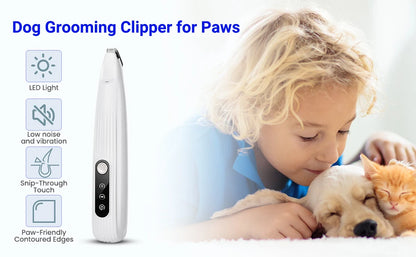 Portable Dog Paw Trimmer with Led Light Rechargeable Cordless Nail Grinder Shaver for Cats And Other Pets Nail Grooming Tools