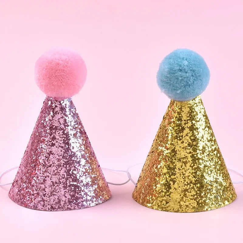 Cute Pet Birthday Caps With Bowknot Cat Dog Costume Sequin Headwear Cap Hat Christmas Party Pets Accessories Decoration