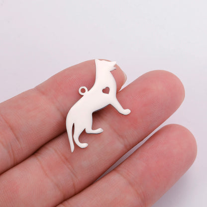 5 pieces/batch Cute Sausage Dog Wolf Pendant Stainless Steel DIY Earrings Bracelet Jewelry Fashion Jewelry Making
