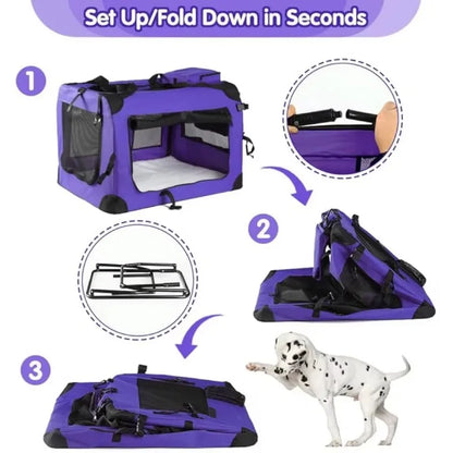 Medium Large Capacity Pet Car Crate Portable Carrier Zipper Closure Breathable Nest for Dogs Folding Dog Cage for Car