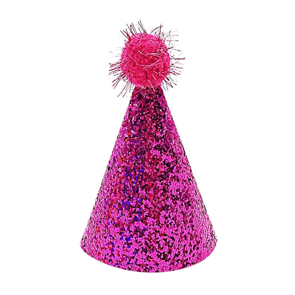 Cute Decorative Pet Birthday Hat Adjustable Foldable Dog Sparkling Hat with Ball Cat Headgear for Birthday