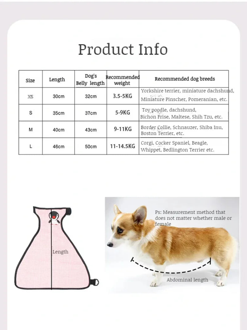 Dog Belly Cover Breathable Dog Cloth Anti-Dirty Waterproof Belly Bands Washable Pet Cloth Indoor Outdoor Dog Apron Pets Costumes