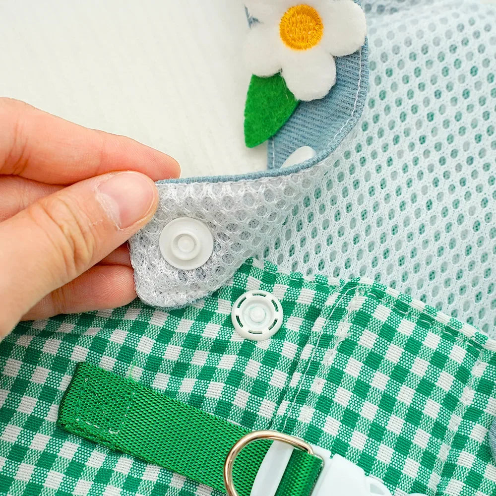 Three-piece Set Pet Cat Dog Chest Harness Traction Rope and Sun Hat Set Spring Summer Breathable Puppy Harness Dog Baseball Cap