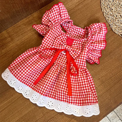 Summer Pet Dress Floral Pattern Plaid Skirts Cat Princess Dresses Chihuahua Yorkie Sweet Skirts Puppy Dog Costume Pet Supplies