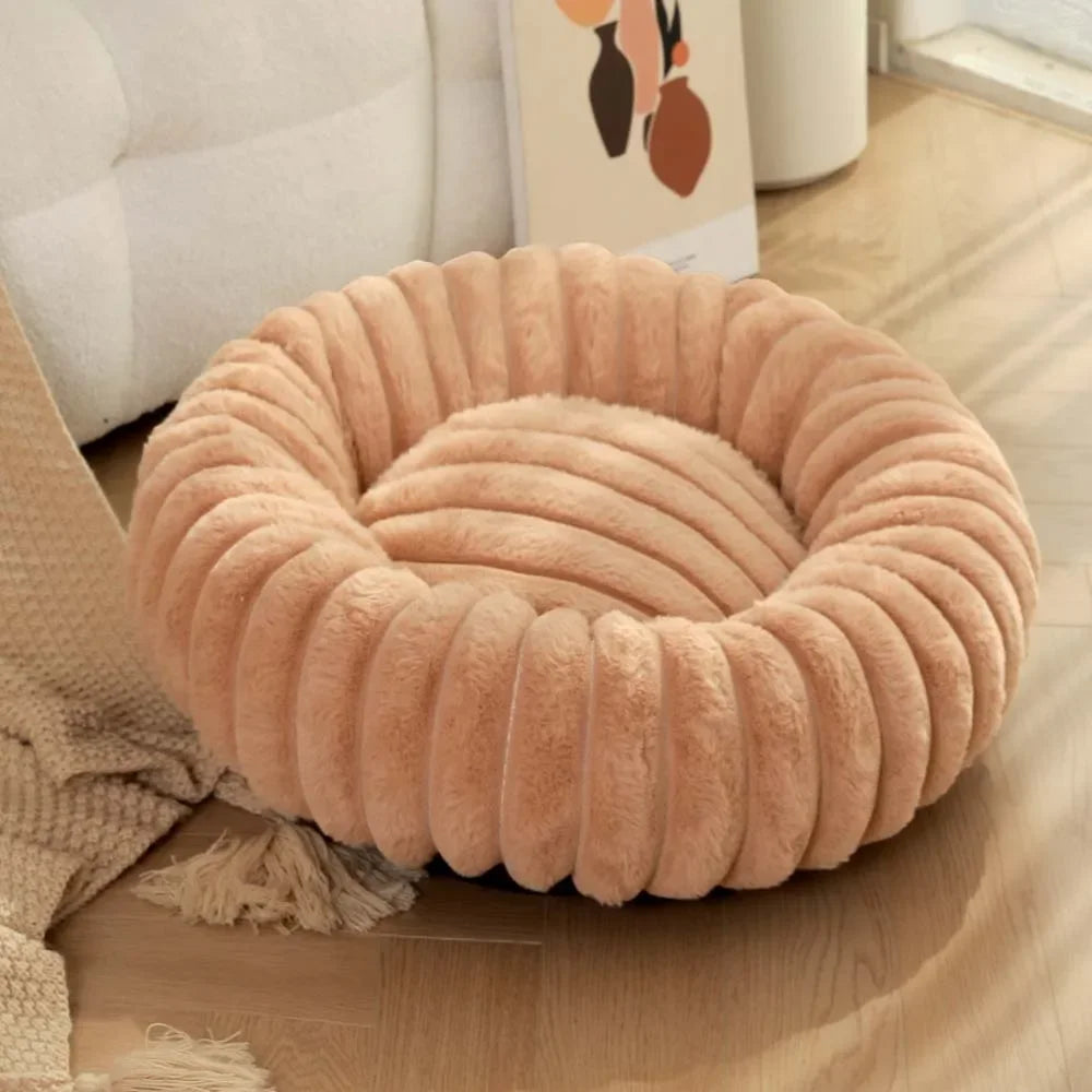 Winter Pet Kennel Round Rabbit Plush Padded Soft, Comfortable and Warm Fashion Solid Color Cat and Dog Mattress Pet Pad