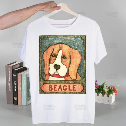the PERSONAL STALKER - Beagle Cartoon Men's T-Shirts, Funny Hip Hop Summer Women/Men Bagel Dog Cute T-Shirts