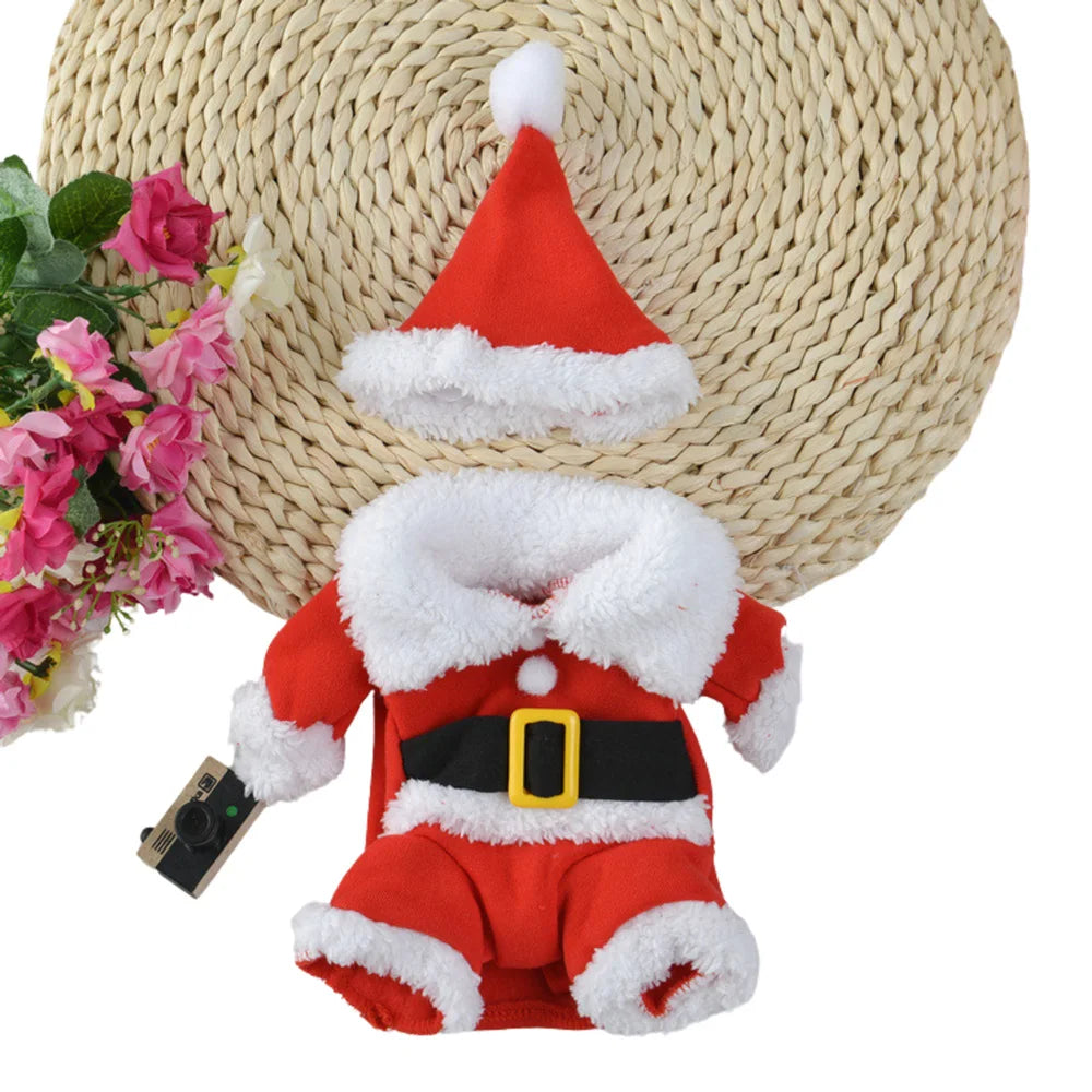 the SANTA PAWS HOLIDAY PET COSTUME - Christmas Dog Santa Claus Outfits for Small/Medium Dogs, Funny Cosplay Costume, Cat/Dog Clothing, Dressed Up Yorkshire, Pug Pet Clothes