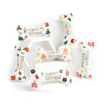 the BIRTHDAY BONE - Dog Toys, Bone Bite Resistant Interactive Toys, Relieve Emotions Squeaking Sound Plush Chew, Vocalize Toys - Birthday Gift