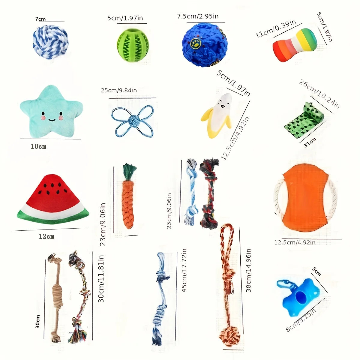 5/15/20/30pcs Random Type Durable Tough Interactive Cotton Pet Puppy Toys Vocal Toys For Small And Medium Dog Supplies