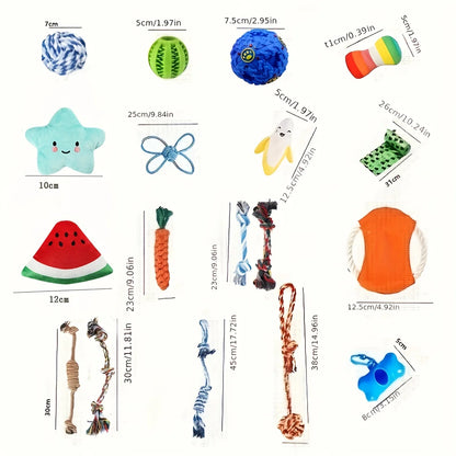 5/15/20/30pcs Random Type Durable Tough Interactive Cotton Pet Puppy Toys Vocal Toys For Small And Medium Dog Supplies