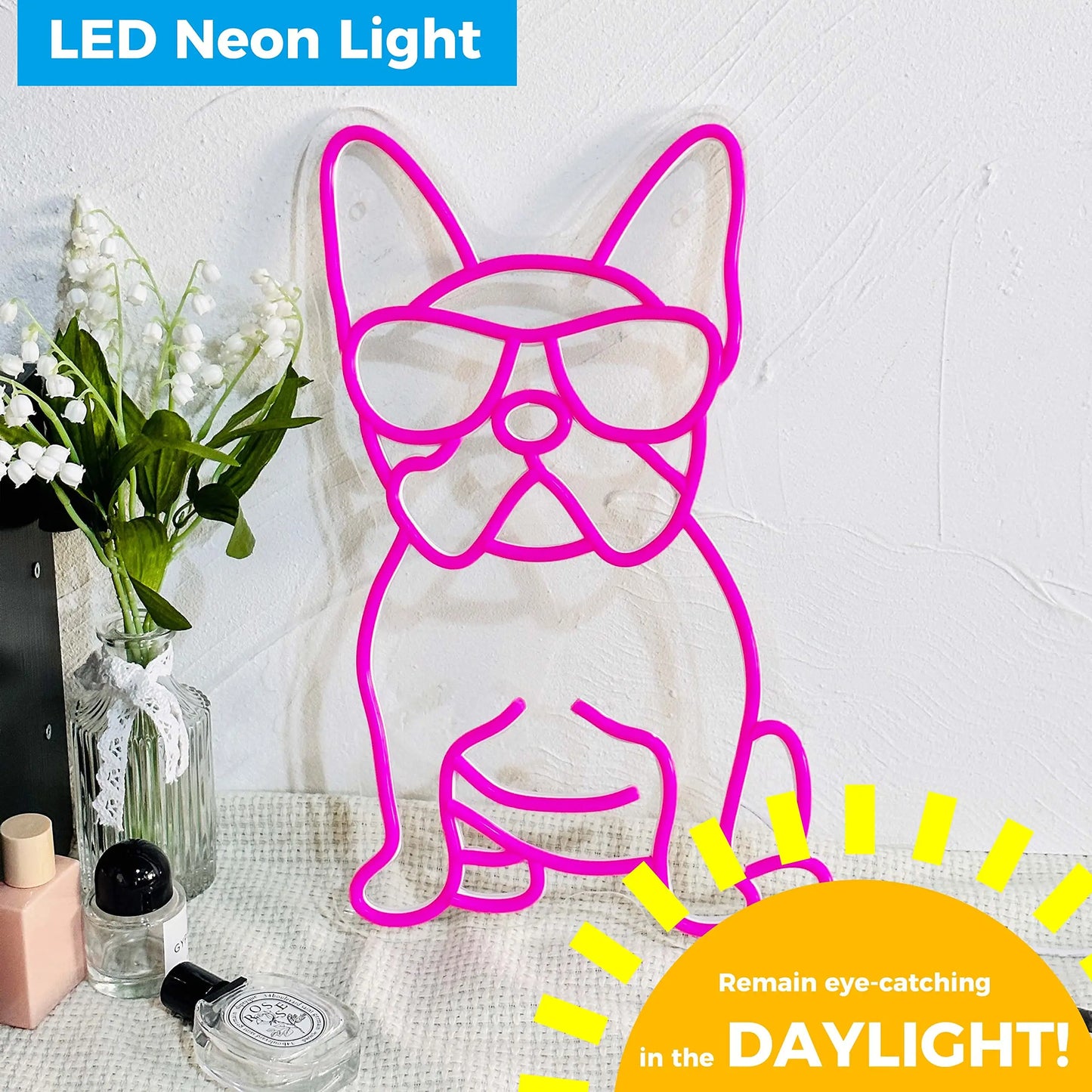 Skateboard Dog Neon Signs LED Neon Light Sign Light Up Neon Signs Wall Decor for Game Room Bedroom HomeBar Living Room kids room