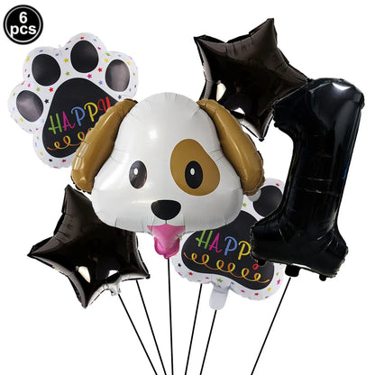 Dog Theme Party Digital Balloon Dog Head Dog Paw and Pink Dog Bone Shaped Foil Balloon Baby Shower Kids Birthday Pets Decoration