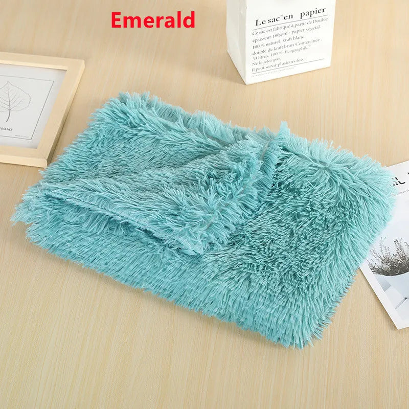 Fluffy Mat Long Plush Pet Blanket Cat Sleeping Mats Puppy Winter Warm Thin Kennel Cushion Soft Covers for Large Dogs Mattress