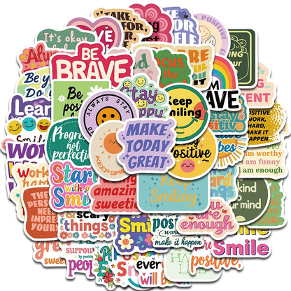 50Pcs Positive Affirmation Reward Stickers INS Style Graffiti Decals For Water Cup Hand Account Skateboards Notebooks Stickers