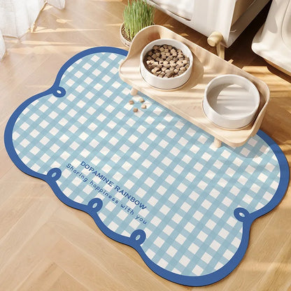 Pet Feeding Mat Waterproof Pvc Leather Carpet Cat Dog Anti-urine Floor Mats Pink Plaid Sweet Home Decoration Rug for Kitchen