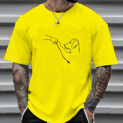 the FIST PUMP PAW PUMP - New for Men 100% Cotton Casual Sports Loose Fit Funny Dog First Print Round Neck Short Sleeved T-Shirt Top