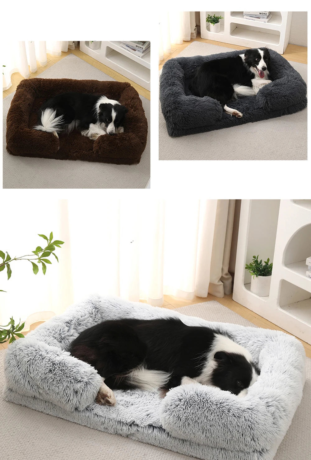 Half Surround Dog Bed Soft Square Pet Cat Sofa Full Filling Medium Pet Dog Kennel Plush Cat Cushion House