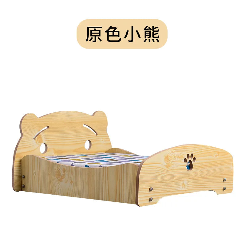 Removable Washable Four-season Universal Princess Nest Pet Dog Wooden Bed with Cushion Nest Teddy Medium and Small Dog Cat Bed