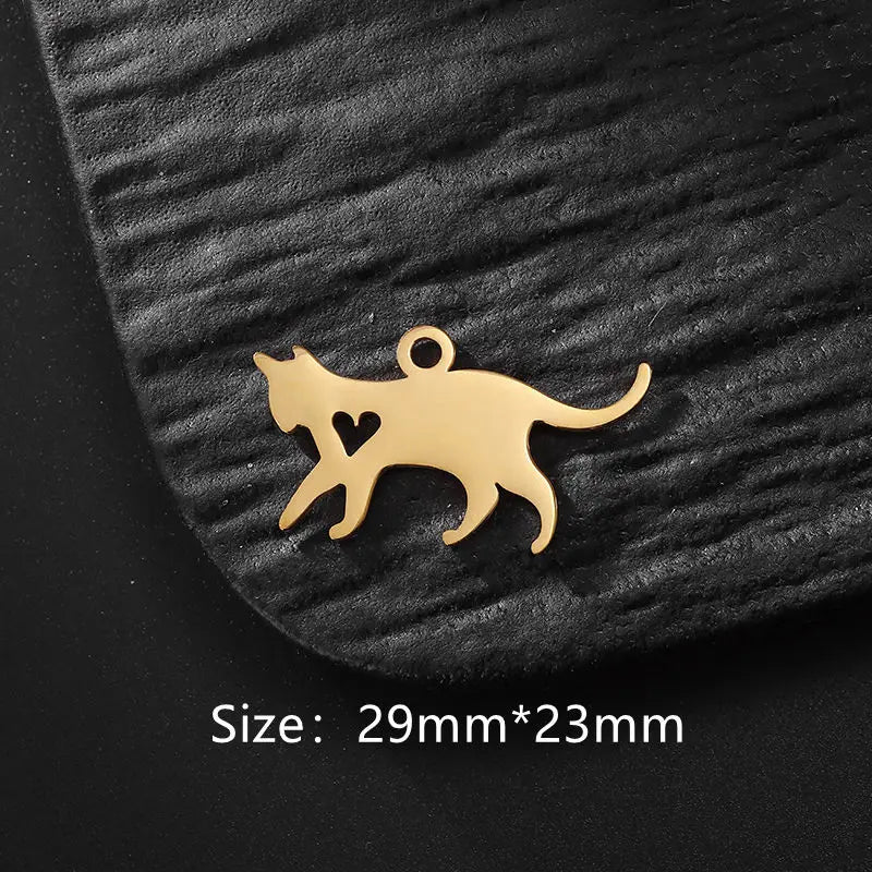 5pcs/lot Stainless Steel Charms Animal Cat Dog Charm Connector For DIY Necklace Bracelet Jewelry Making Supplies Accessories