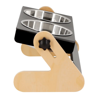 Elevated dog food and water bowl, metal stand 2 stainless steel bowls, adjustable tilt angle, suitable for small dogs and cats