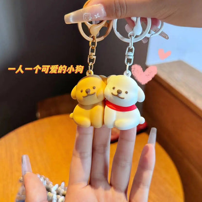 Couples Magnetic Line Puppy Keychain Will Never Leave Cute Dog Key Pendant Kulomi Melody keychain Gift Girl Bag Pendant