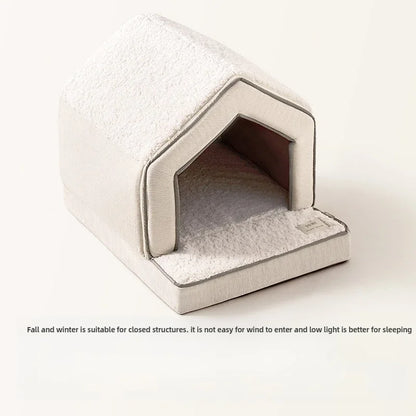 Sponge-Enclosed Small Dog House  Waterproof Winter Dog Bed  Removable Pet Warm House  Collapsible   Cat Sleeping Space