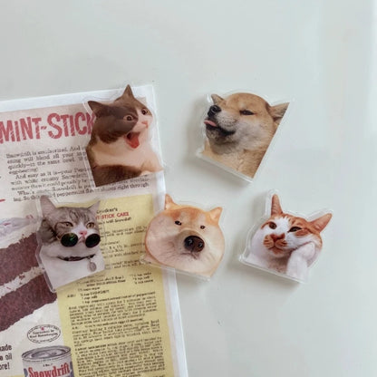 5pcs cute and Fun Cat Dog Refrigerator Magnets Creative Fridge Photo Message Magnet Decorative