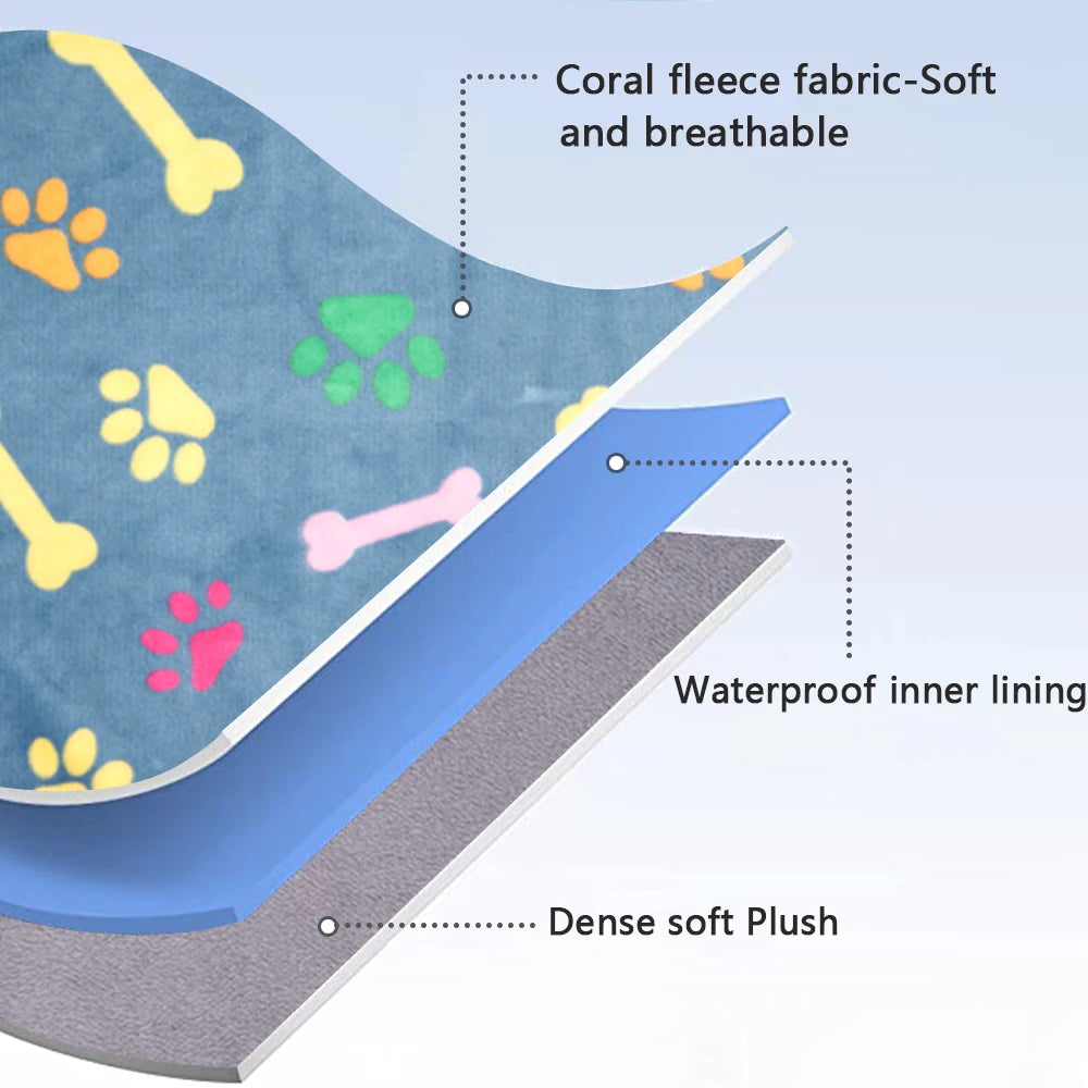 Soft Thickened Dog Blanket Waterproof Diaper Mat Dog Sleeping Mat Pet Blanket Sofa Mat Cat Blanket Warm Bed Sheet Pet Supplies