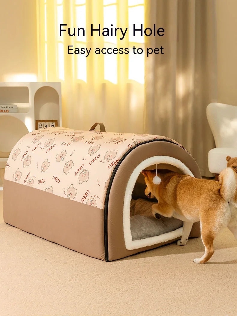Winter Warm Foldable Pet House Removable Washable Dog Kennel Puppy Cave Sofa Pet Bed House for Large Dog and Small & Medium Cats