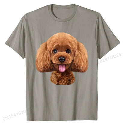 the POODLE FACE - Playful Toy Poodle Face, Funny Dog T-Shirt, Cotton Unique Tops & Tees