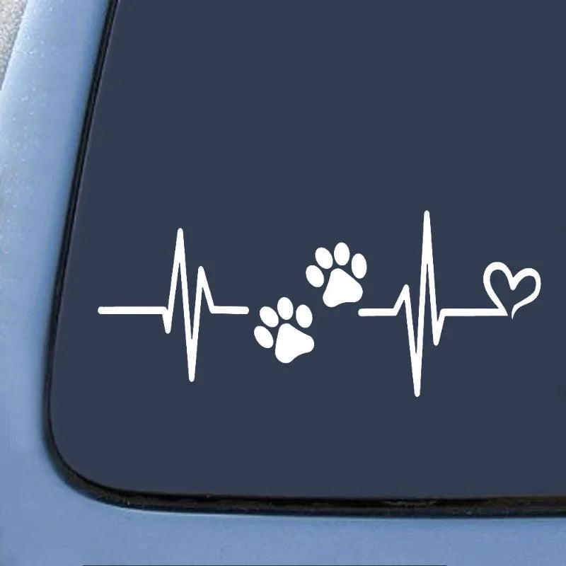 LYKX Car Sticker for Heartbeat Liveline Love Dog Paw Pet Theme Window Glass Vinyl Decal