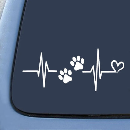 LYKX Car Sticker for Heartbeat Liveline Love Dog Paw Pet Theme Window Glass Vinyl Decal