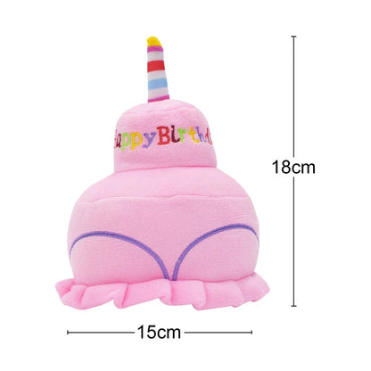 Pet Dog Toy Cute Birthday Cake Squeaky Toys Bite Resistant Bone Shape Stuffed Toy Cat Puppy Chew Toy Interactive Dog Accessories
