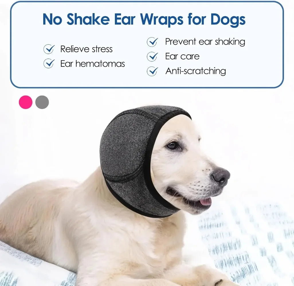 the CALMWAVE EAR SHIELDS - Waterproof Dog Earmuffs for Swimming & Grooming - Noise Cancelling Calming Hood for Pet Anxiety, Relief & Shock Prevention