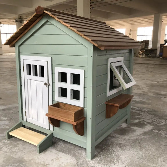 the CUTESY COTTAGE - Large Solid Wood Kennel, Outdoor Waterproof and Cold-Resistant Warm Doghouse, Pet Dog Cage, Dog Villa Four Seasons Pet Rainproof
