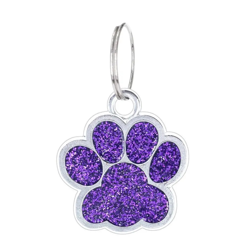 Cat Dog Paw Print Dog Cat Tags Personalized Anti-Lost Pet Glitter Pendant Exquisite with Hook Pet Collar Tag Pendant Kitten