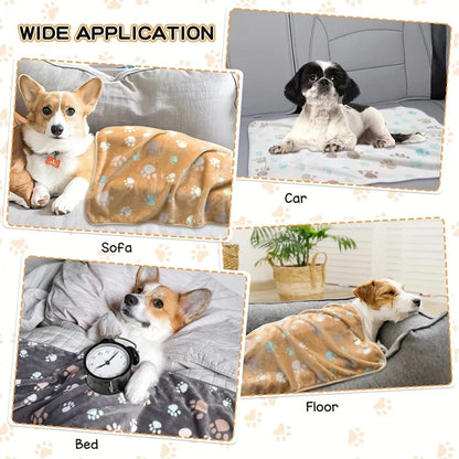 Thickened Soft Flannel Fleece Cat Dog Blanket Bed Mats Paw Foot Print Warm Pet Blanket Sleeping Beds Cover Mat For Pets Supplies
