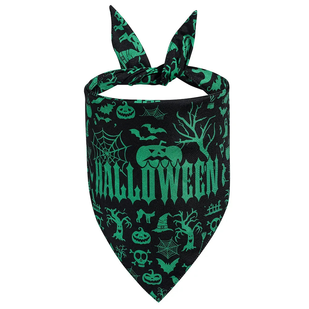 the HOWL-O-WEEN SCARFS - Adjustable Chic Pet Bandana with Bow Tie - Polyester Triangle Scarf & Drool Bib for Small to Large Dogs, Perfect for Halloween