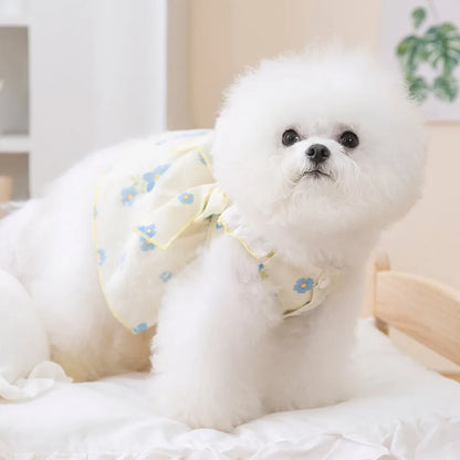 Dog Princess Dress Cute Pet Dog Mesh Dress Kitten Puppy Pet Skirt Dog Summer Dress Bow Lace Korean Poodle Chihuahua Dog Clothes