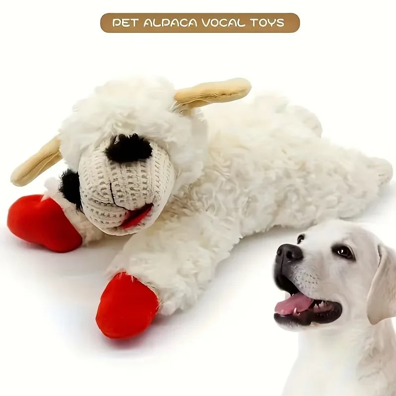 Plush Dog Toys With Squeaky Lamb Anime Lying Sheep Alpaca Plush Stuffed Interactive Toys For Dog Pet Toy Supplies