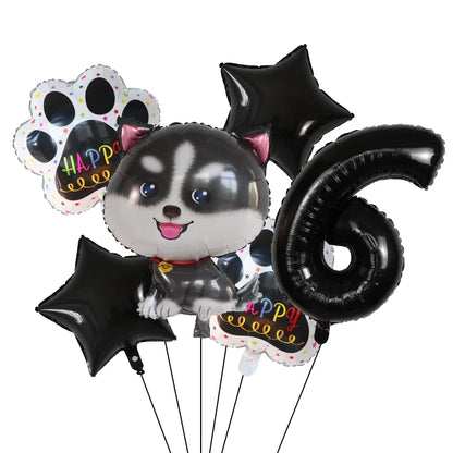 6pcs Corgi Husky Helium Balloons Pet Dog Paw Bone Cartoon Animal Ballon Birthday Party Decoration Baby Shower Globos Kids Toys