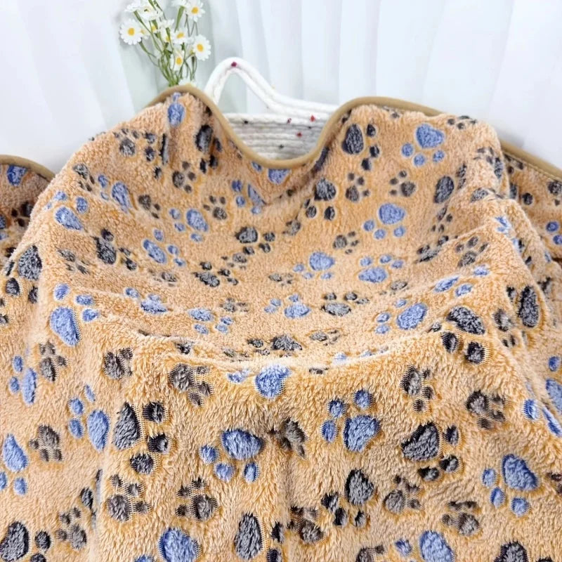 Soft Flannel Fleece Cat Dog Blanket Bed Mats Paw Foot Print Warm Pet Blanket Sleeping Beds Cover Mat For Dogs Cats Pets supplies