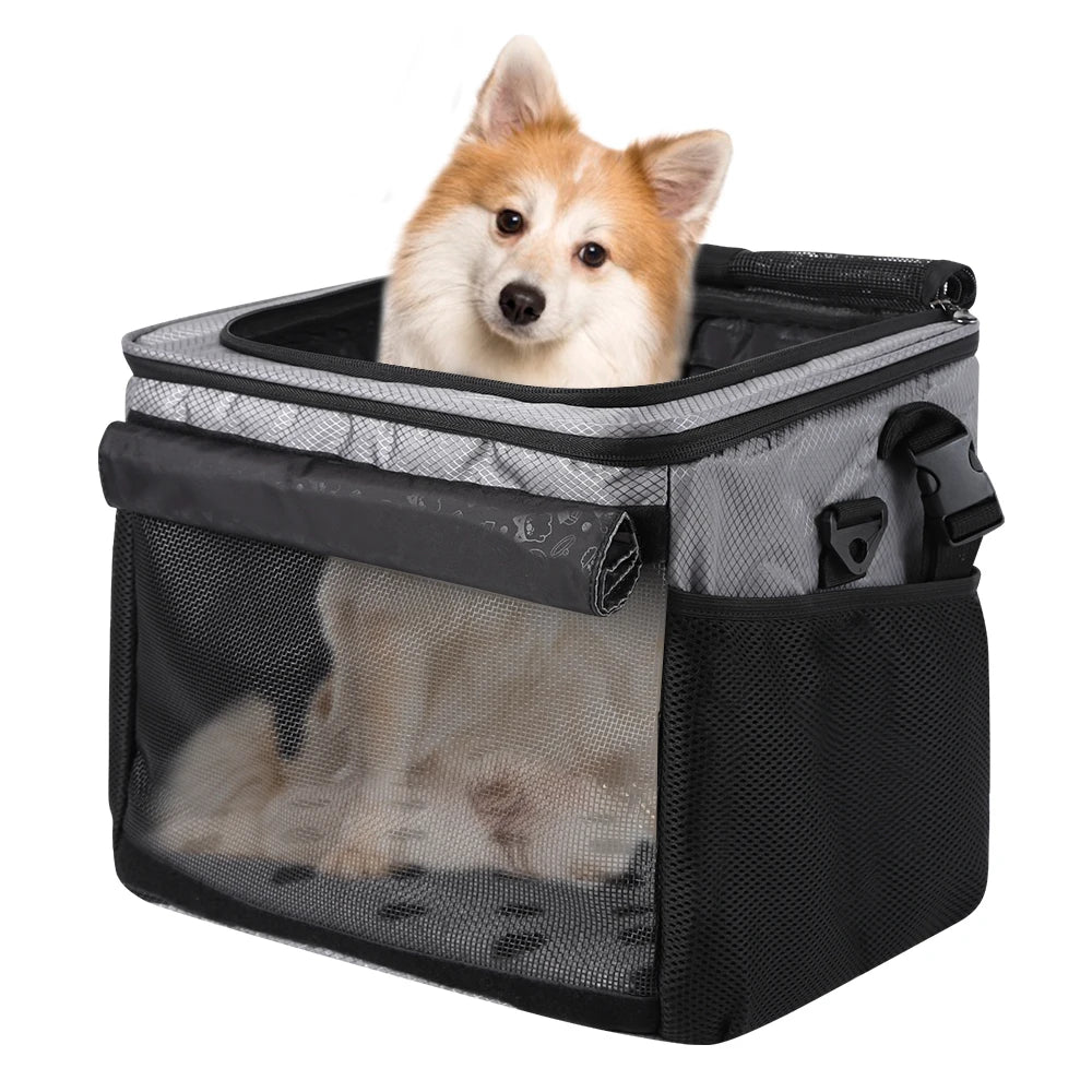 Dog Bike Basket, Small Medium Pets Dog Basket for with Breathable Mesh, Removable Bicycle Basket Front Handlebar Bicycle Basket