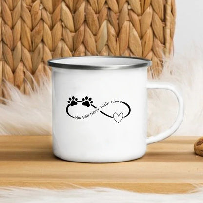 I Love My Dog Printed Enamel Cups Creative Coffee Tea Mug Drinks Dessert Breakfast Milk Cup Cut Mugs Handle Drinkware Best Gifts