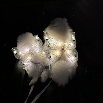 Dog wings glowing butterfly back decoration puppy summer clothes chest back decoration small dog Pomeranian Teddy Bigbear