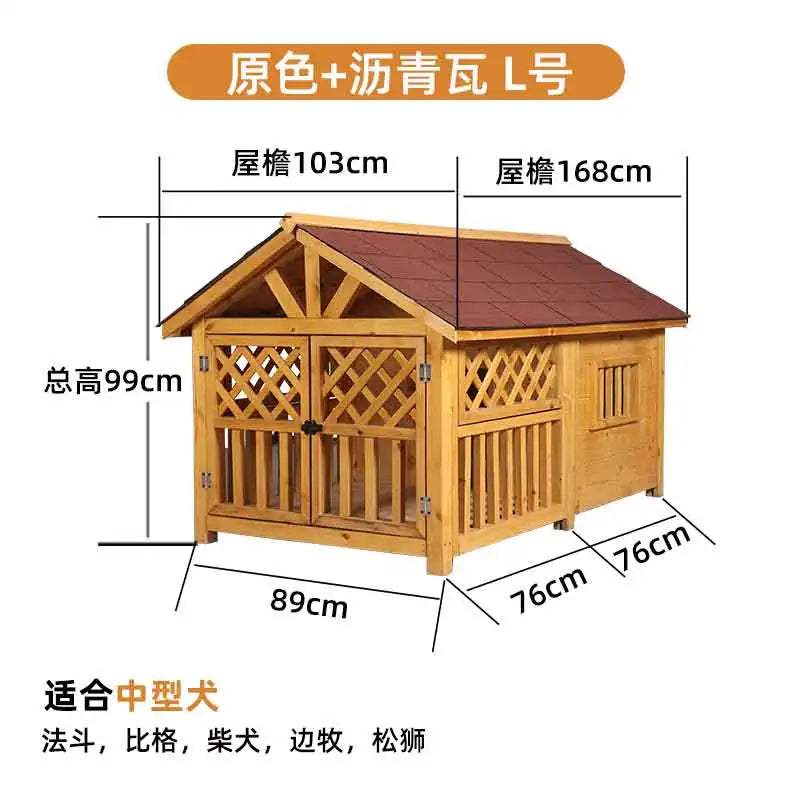 Outdoor rain-proof kennel, large dog house, windproof and warm, universal in all seasons, rain-proof, anti-corrosion and sun-pro