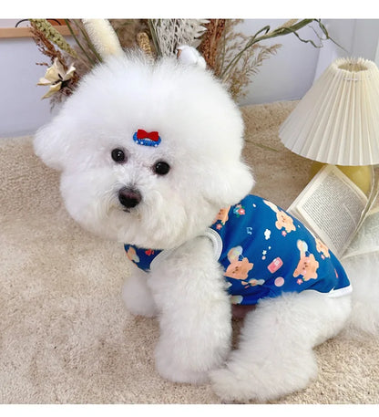 Four Seasons NewinsJapanese and Korean Style Thermal Pet Dog Cat Clothes Teddy Bichon Pulling Vest Wholesale