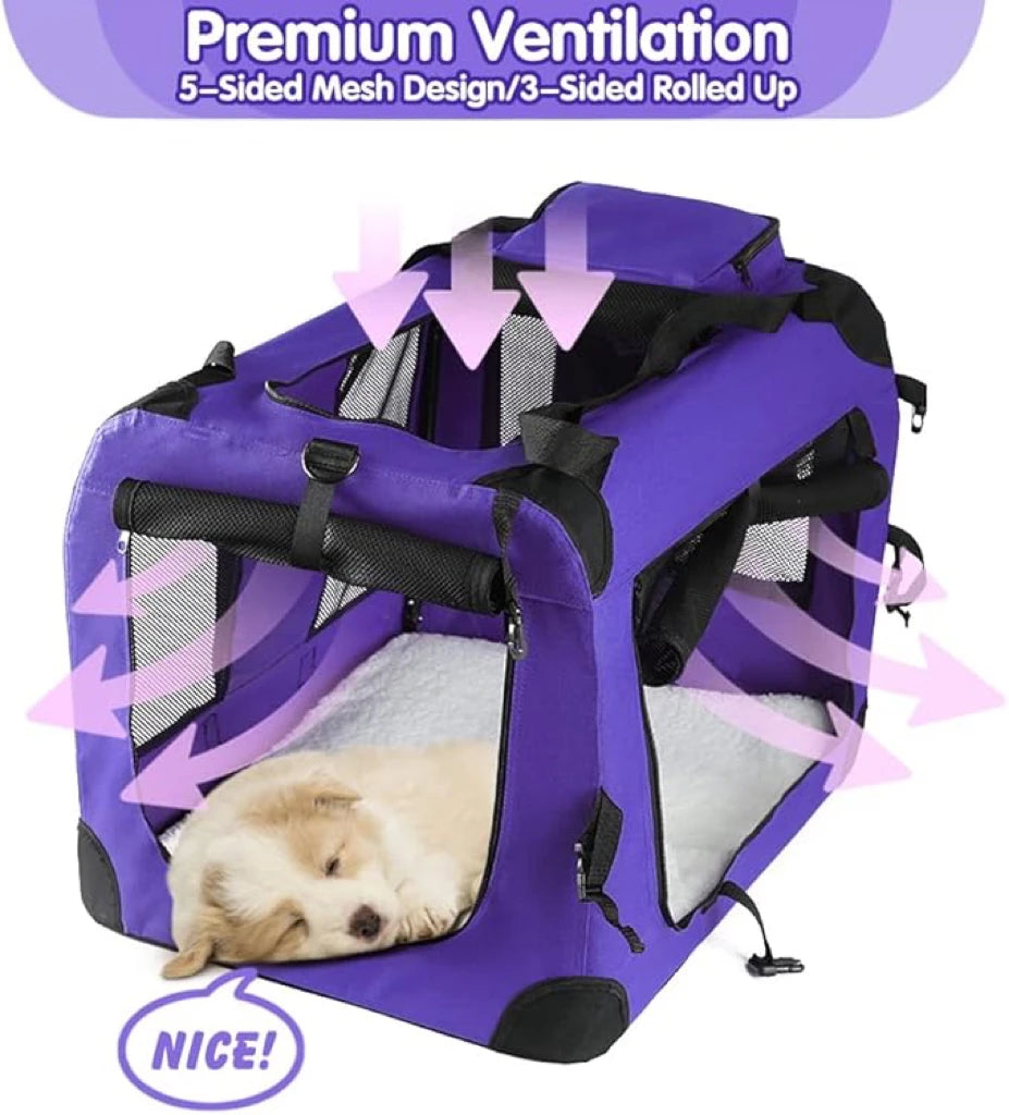 Medium Large Capacity Pet Car Crate Portable Carrier Zipper Closure Breathable Nest for Dogs Folding Dog Cage for Car