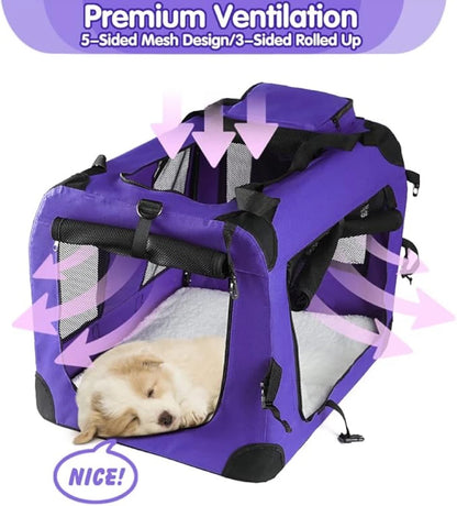 Medium Large Capacity Pet Car Crate Portable Carrier Zipper Closure Breathable Nest for Dogs Folding Dog Cage for Car